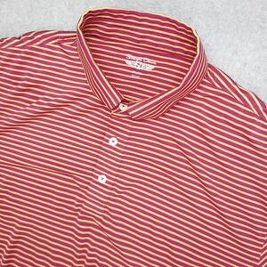 Straight Down polo Golf Shirt‎ Men'a XXL Burgundy Striped Stretch Logo